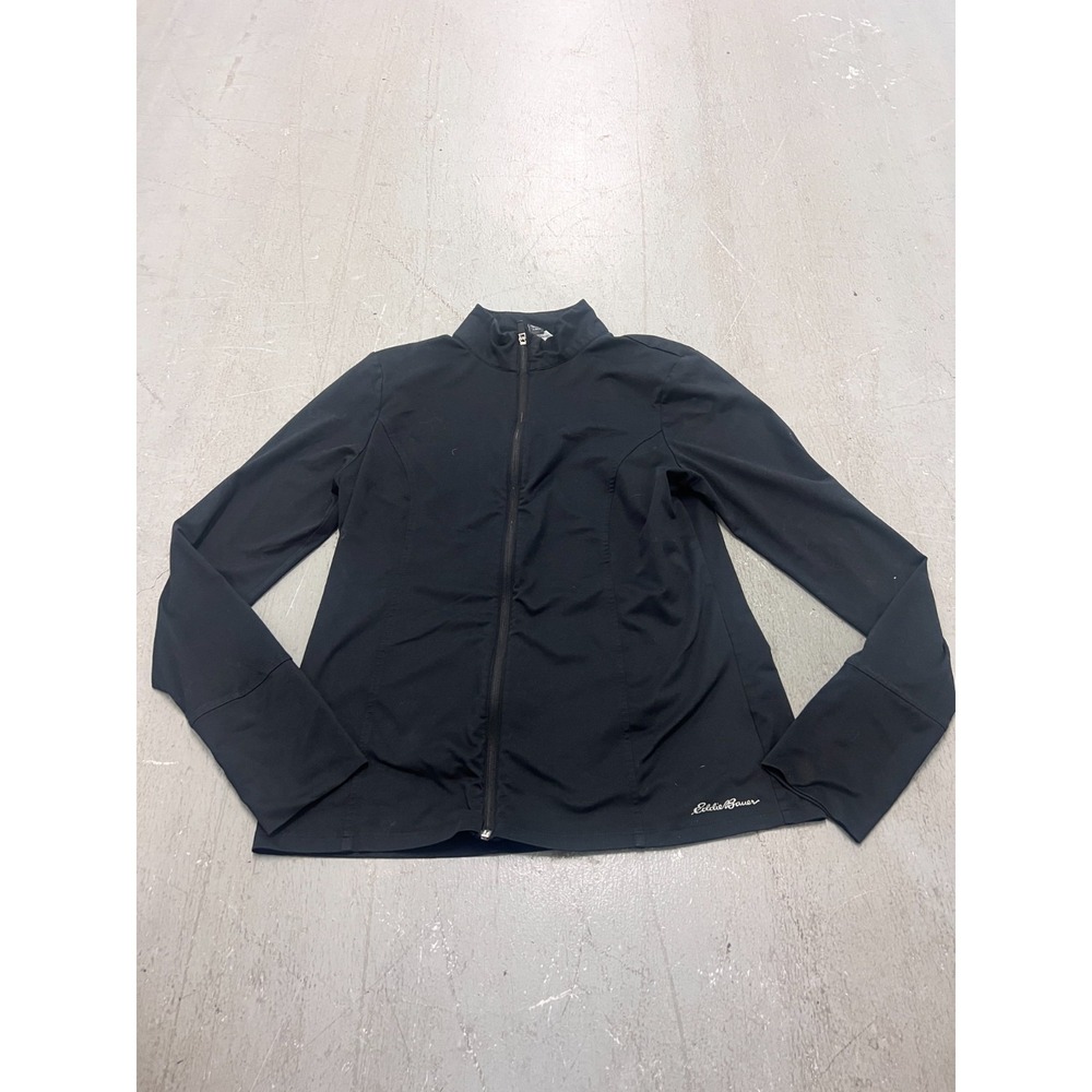 Eddie Bauer Jacket Womens M Black Full Zip Thumbhole Sleeve Running Activewear